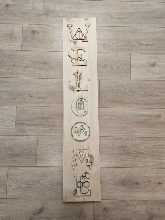 Wizard-Inspired “WELCOME” Porch Sign