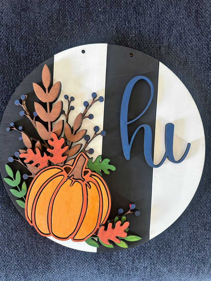 Fall “Hi” Pumpkin Sign