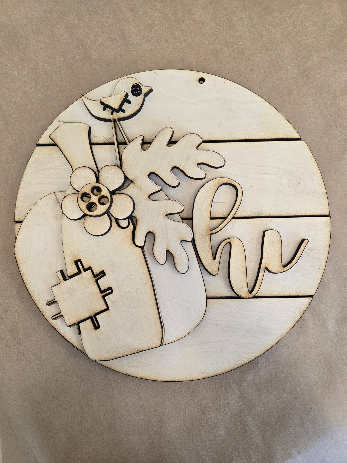 Patchwork Pumpkin “Hi” Sign