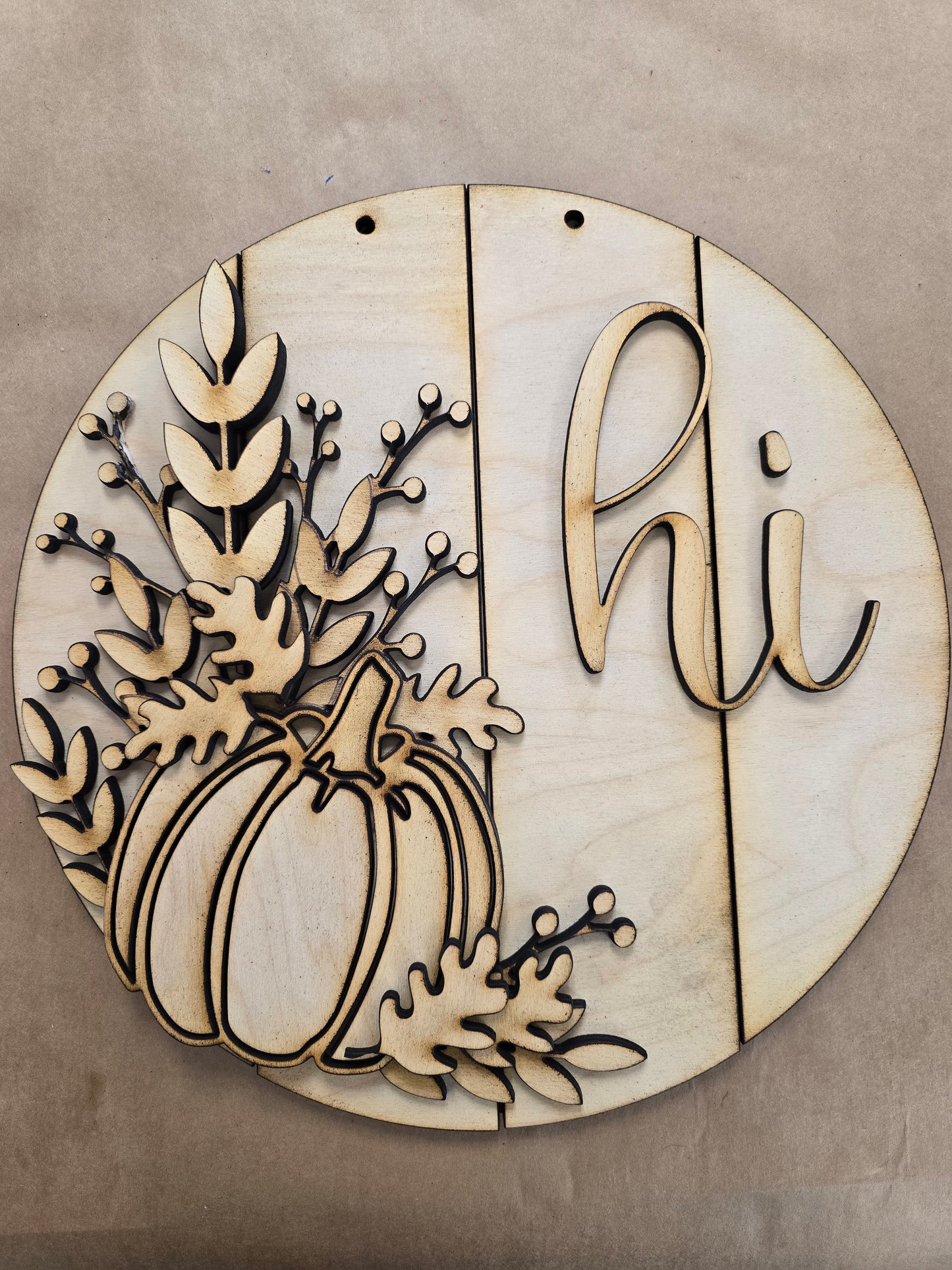Fall “Hi” Pumpkin Sign